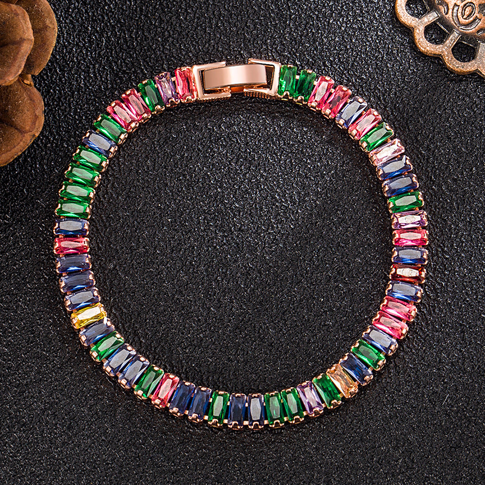 Adjustable Crystal Tennis Bracelet with Zircon Diamonds