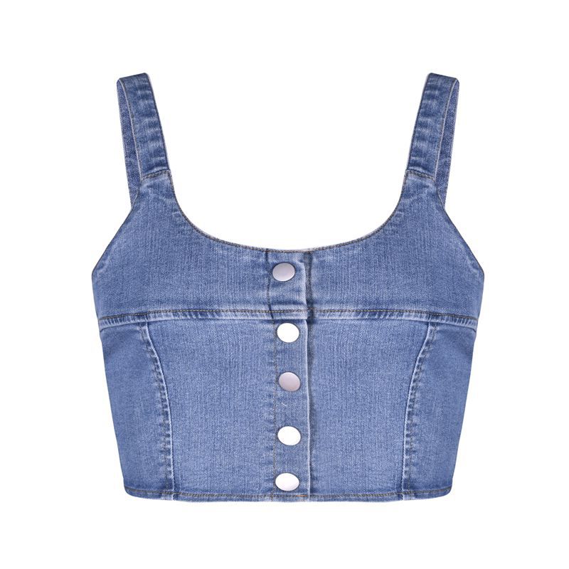 Denim Women's Shorts with Strapless Top and Cami