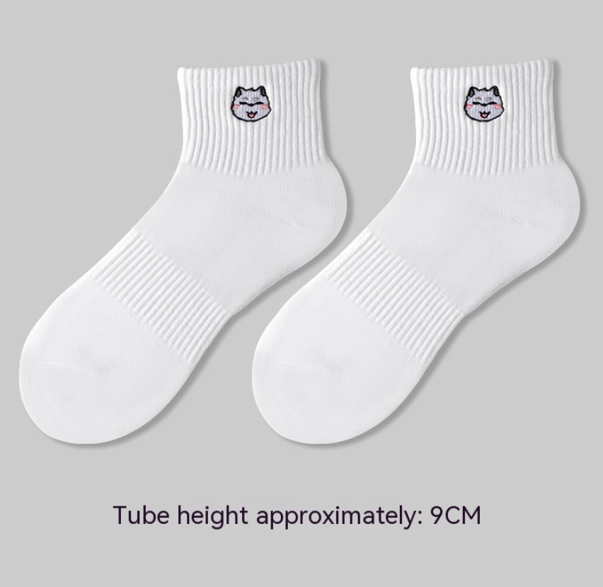 Men's Embroidered Cotton Crew Socks
