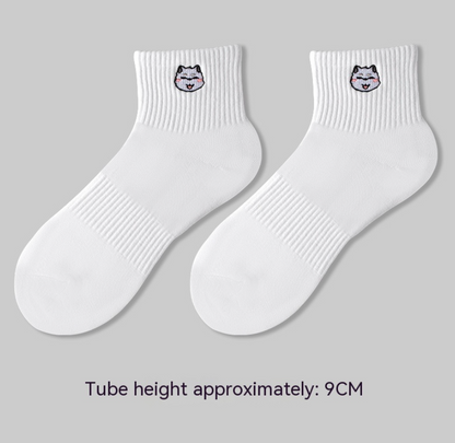 Men's Embroidered Cotton Crew Socks