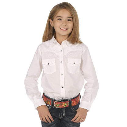 Wrangler girls Long Sleeve Western Snap button down shirts White XX-Large US