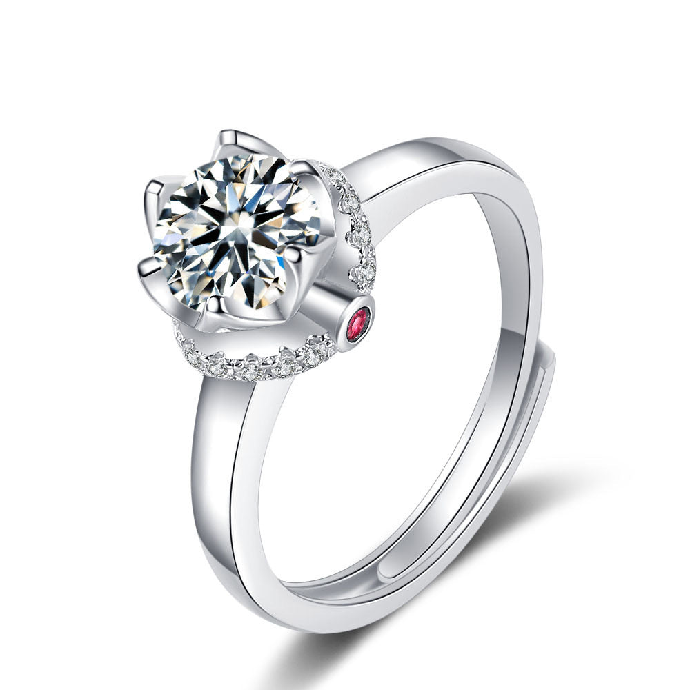 Sterling Silver Ring with Mosanne Diamonds