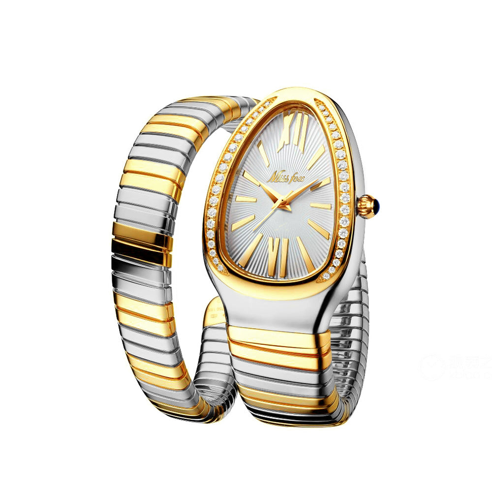 Women's Stainless Steel Serpentine Watch with Diamonds