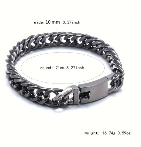 Fashionable Gold-Plated 10mm Men's Bracelet with Dual Clasp