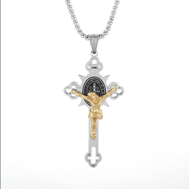 Men's Cross Pendant Necklace - Stainless Steel Summer Jewelry