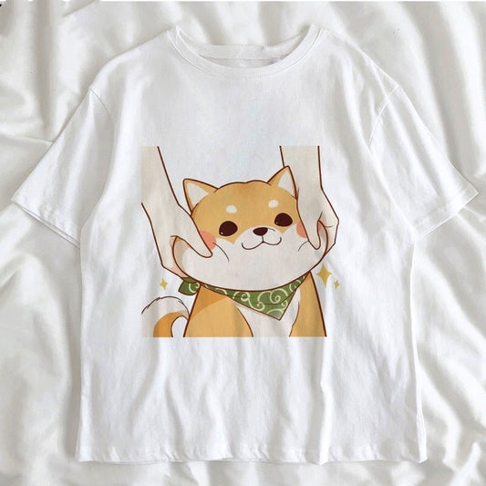 Cute Shiba Inu Couple T-Shirts for Students (Unisex)