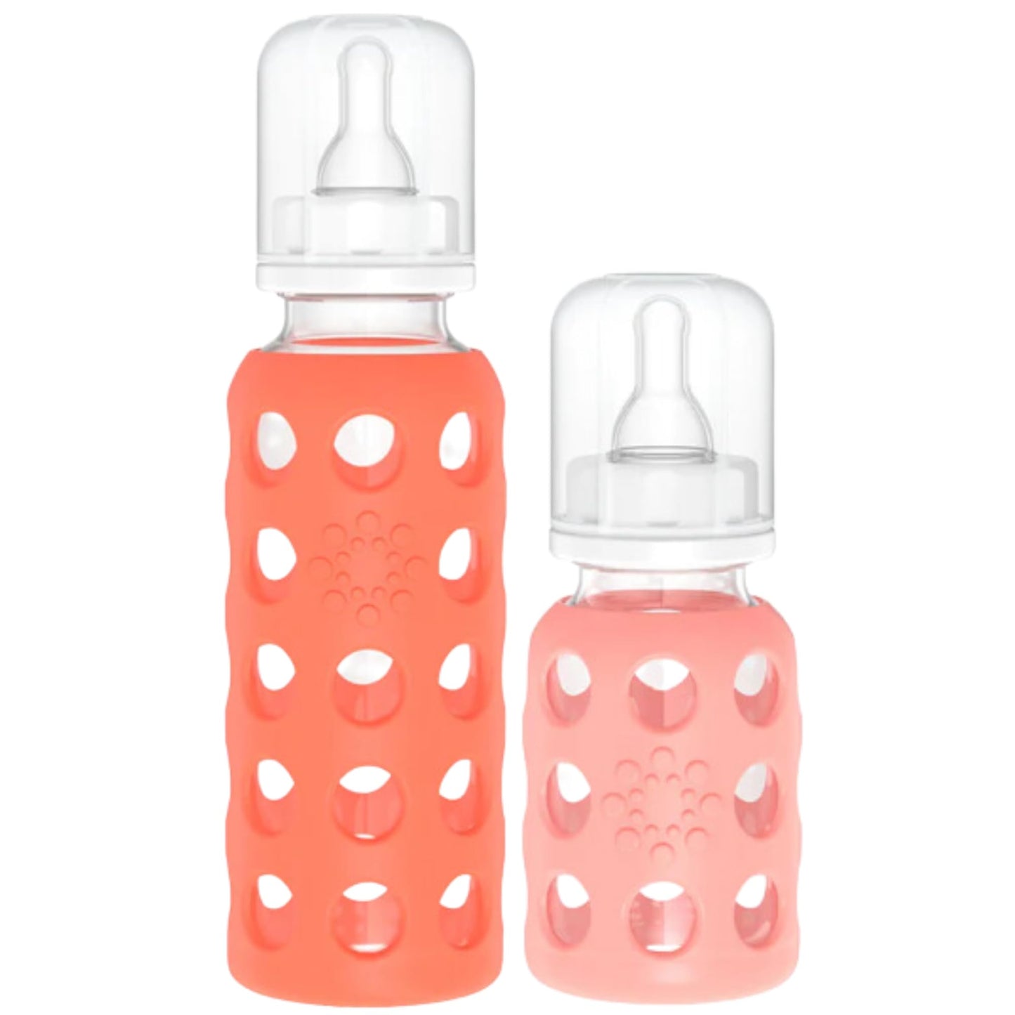 Lifefactory Glass Baby Bottles with Silicone Protection - 2-Pack 4oz/9oz Bottles Papaya & Cantaloupe