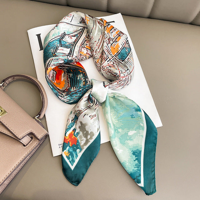 Luxury Silk Satin Scarves for Women - 70x70 cm Square