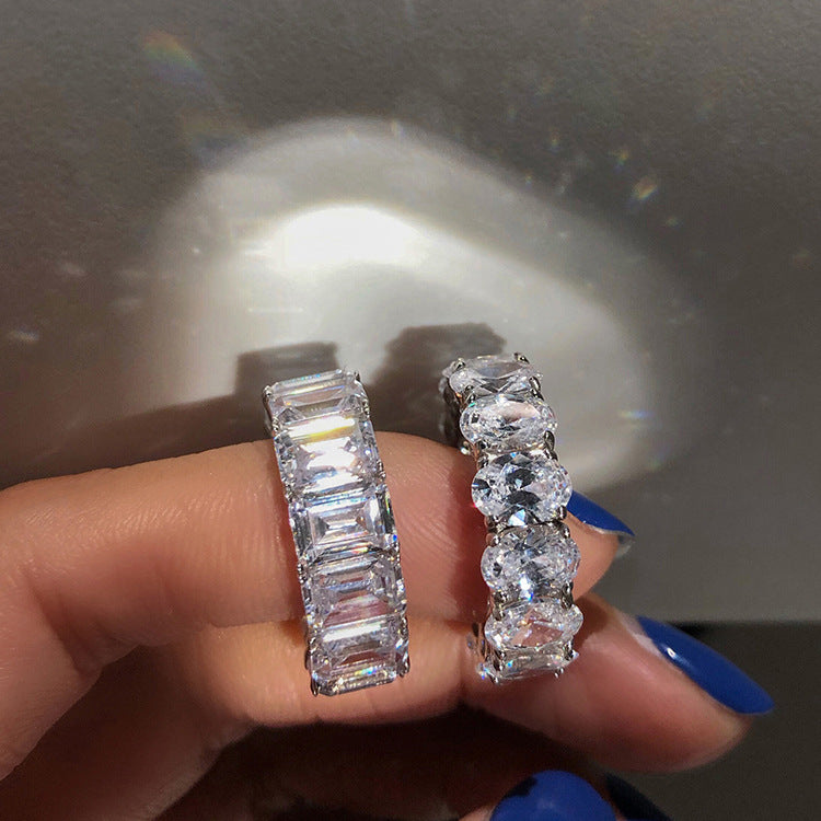 Large Gemstone Ring with Sparkling Diamonds