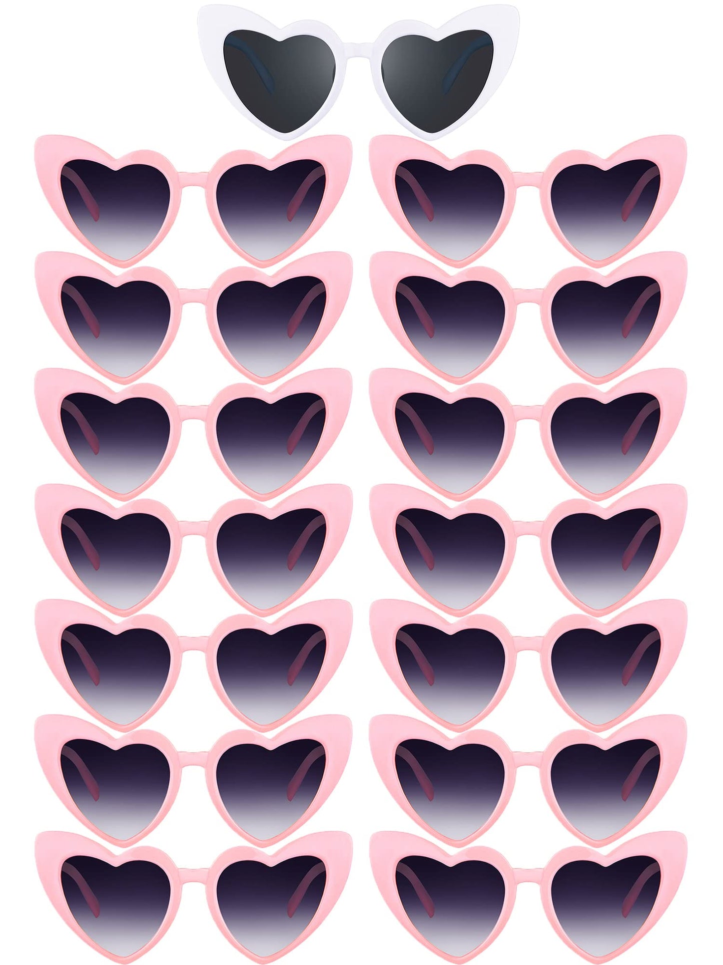 Flutesan 15 Pairs Heart Sunglasses Bachelorette Sunglasses Heart Shaped Sunglasses Bachelorette Party Supplies for Women(Pink White)
