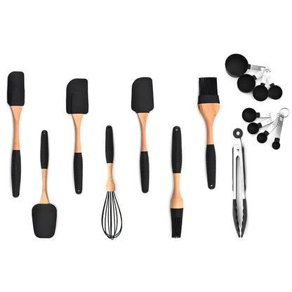 Wooden Handle Silicone Kitchenware Storage Gadgets