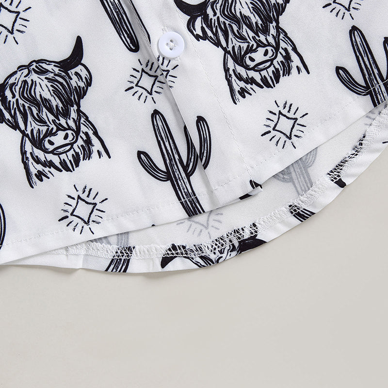 Cattle Cactus Graphic Print Short Sleeve Baby Shirts