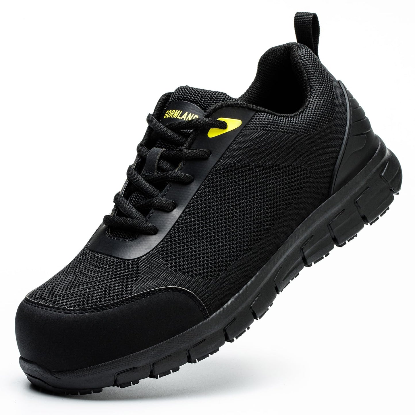 Composite Toe Shoes for Men Non Slip Work Shoes ESD Shoes Steel Toe Sneakers Shoes Puncture Proof Safety Shoes Construction Breathable Lightweight Black