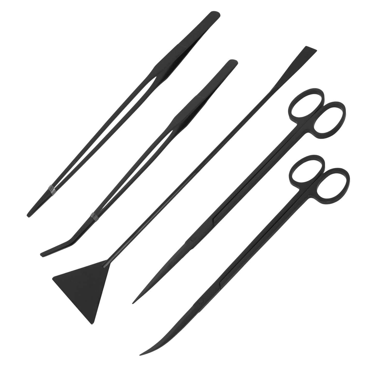 Mandala Crafts Black Stainless Steel Aquascape Tools Kit - Aquascaping Tools Aquarium Tweezers Tongs Aquarium Scissors for Aquarium Plants Fish Tank - Terrarium Tools