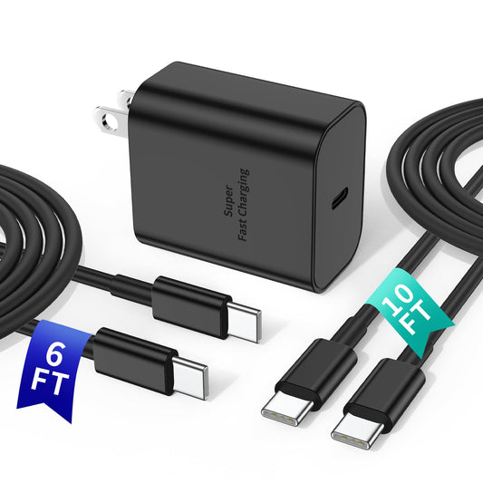 45W Super Fast Charger Type C for Samsung S24 PD3.0 USB C Android Phone Charger Fast Charging Block with 6FT/10FT Type C Charger Cord for Samsung Galaxy S24+ Ultra/S23+ Ultra/S22+ Ultra/iPhone 16