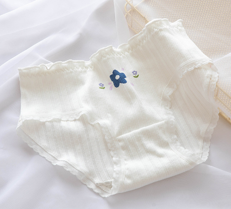 Floral Lace Hem Cotton Underwear