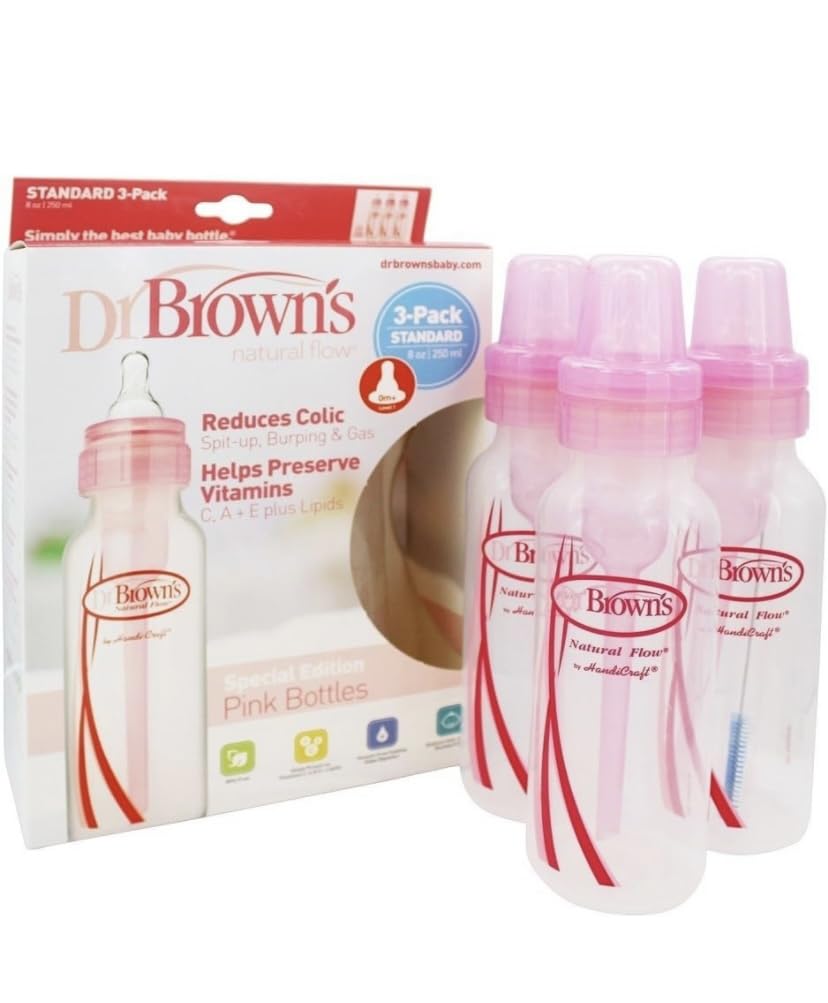 Dr. Browns BPA Free Baby Bottles 8 Oz. - Pink - 3 Pack