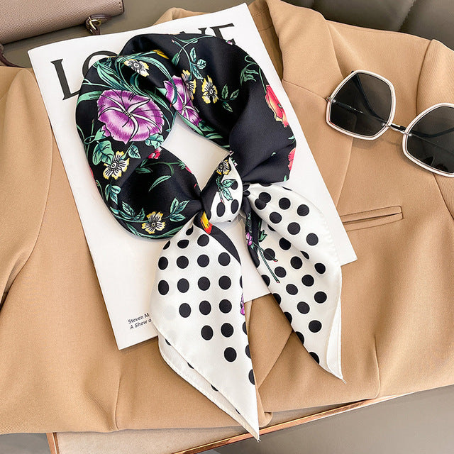 Luxury Silk Satin Scarves for Women - 70x70 cm Square