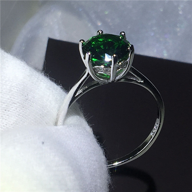 Green Zircon Ring with Diamonds