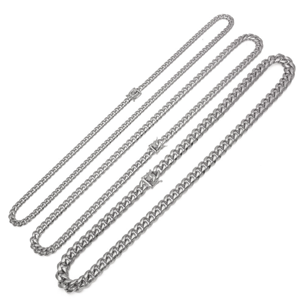 Men's Stainless Steel Cuban Chain Necklace with Clasp