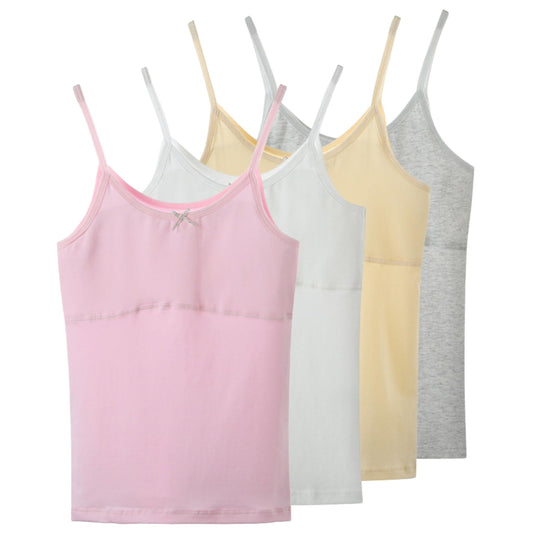 Amuhou Teen Girls Camisole Original Cotton Lining Undershirts Training Bras (Cami-4Pack-Assorted7-9 Years)