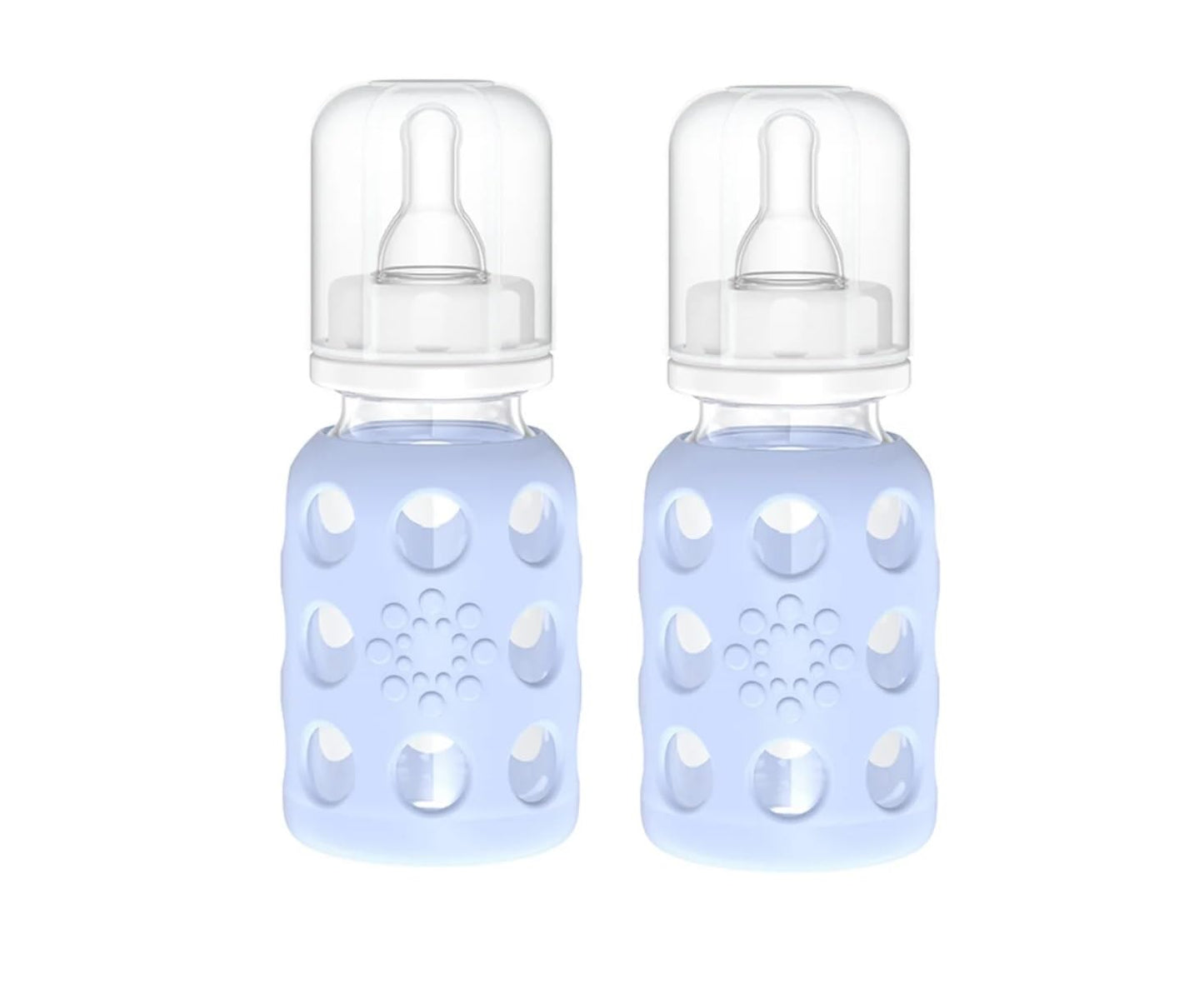 Lifefactory Glass Baby Bottles with Silicone Protection - 2-Pack 4 oz Bottles Blanket
