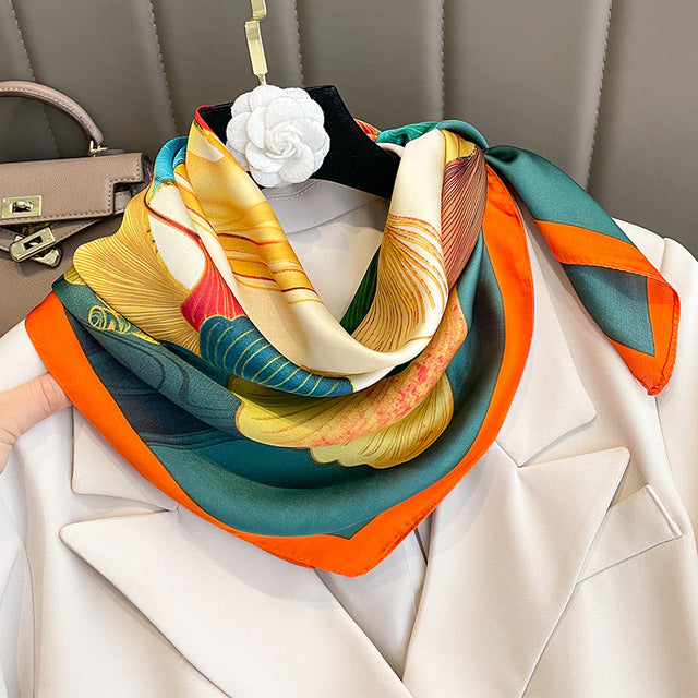 Luxury Silk Satin Scarves for Women - 70x70 cm Square