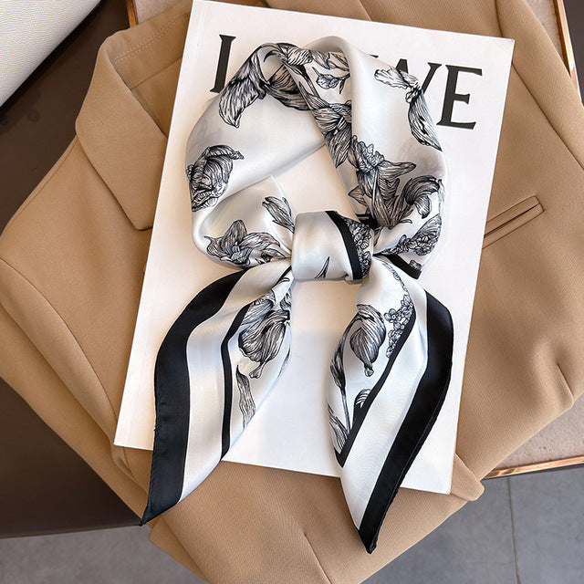 Luxury Silk Satin Scarves for Women - 70x70 cm Square