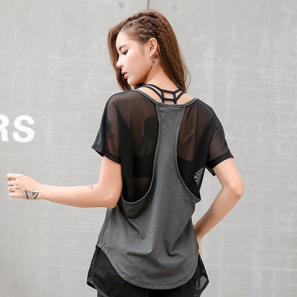 Summer Women's Mesh Patchwork Fitness Running T-shirts
