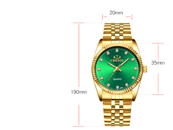Classic Stainless Steel Quartz Watch with Diamonds