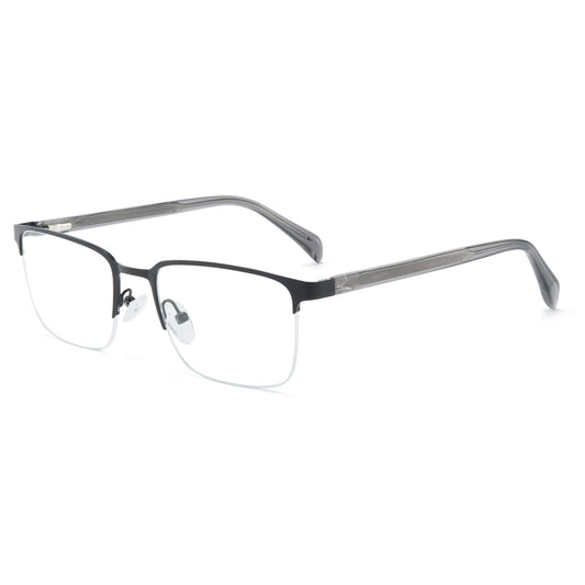 GUDVUE Blue Light Glasses for Men Rectangle Computer Glasses Gaming Eyeglasses Semi Rim/Black