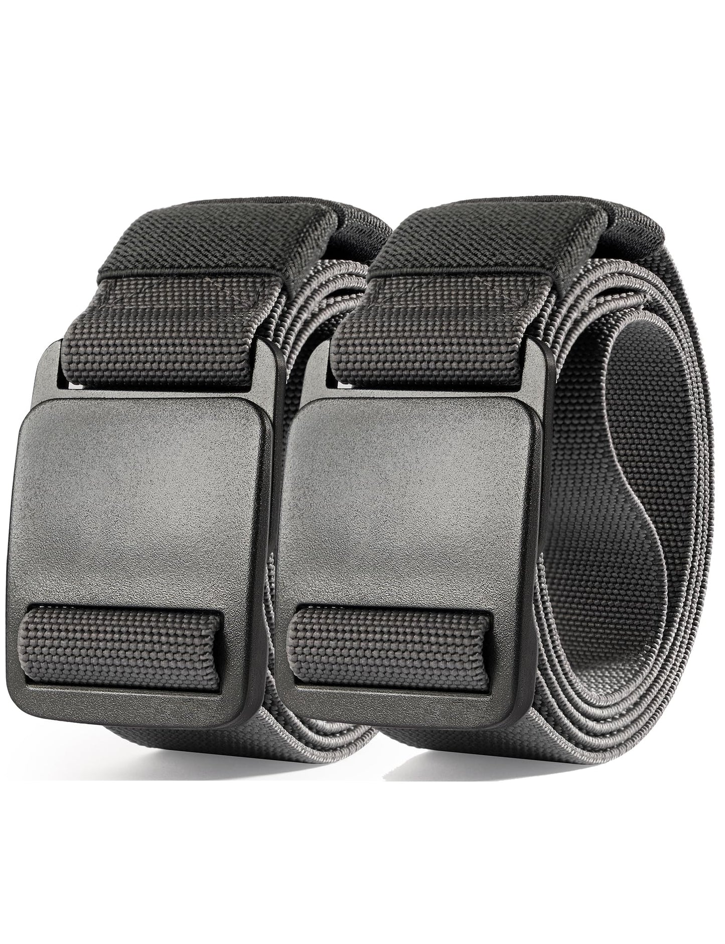 Papaanils Mens Elastic Belt CasualGolf Belts for Men StretchGray Belt MenHiking Belt MenAdjustable Mens BeltMilitary Web Belt 2pack