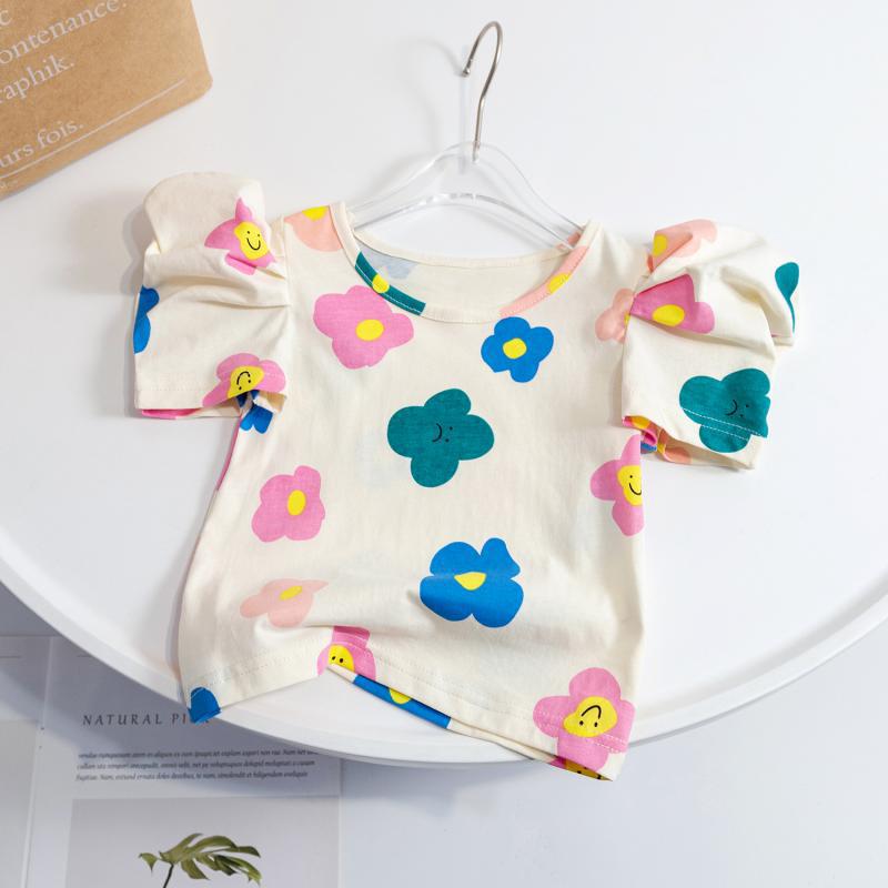 Summer Floral T-shirts for Kids - Short Sleeve Cotton