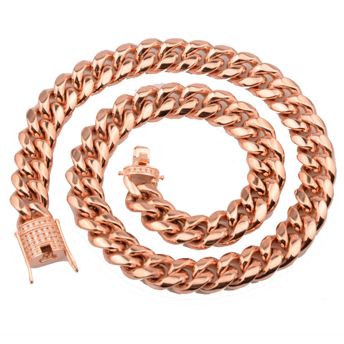 Men's Titanium Steel Necklace in Rose Gold Finish