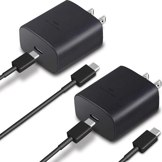 45W Charger Type C 2Pack Super Fast Charging USB C Wall Charger Block with 6.6FT Android Cable for Samsung Galaxy S23 Ultra/S23/S23+/S22/S22 Ultra/S22+/Note 10/20/S20/S21/S10 Galaxy Tab S7/S8