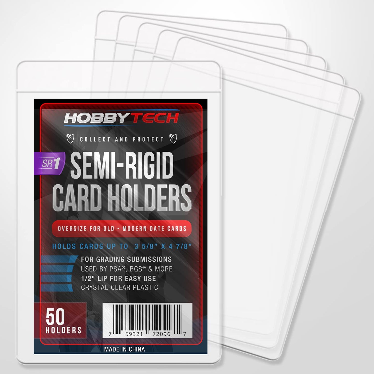 HOBBYTECH - Oversize Semi-Rigid Card Holders - Fits Thick & Standard Size Cards - Premium Hard Card Sleeves for Grading with PSA BGS & More - Protects Your Sports Cards MTG Yu-Gi-Oh & More (SR1)