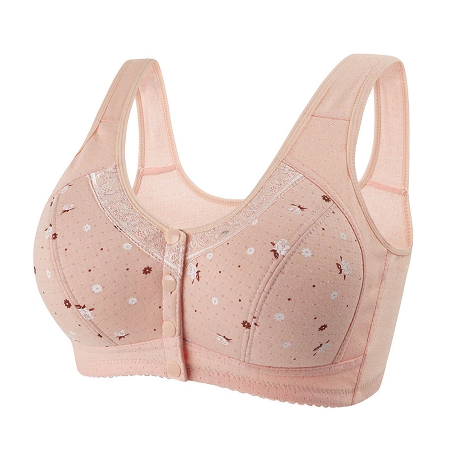 Gaexia Todays Daily Deals Daisy Bras for Older Women Daisy Bra Front Close Button Cotton Bras Breathable Bra No Underwire Bras Beige-1 38