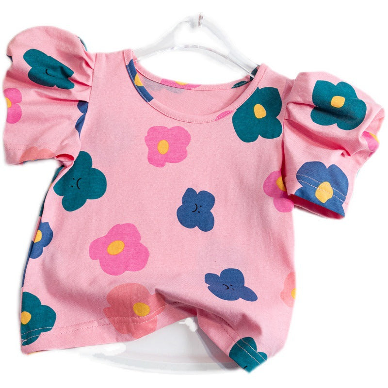 Summer Floral T-shirts for Kids - Short Sleeve Cotton