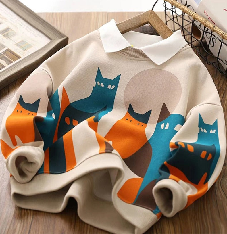 Boys Cartoon Hoodies Long Sleeve Sports Top for Kids