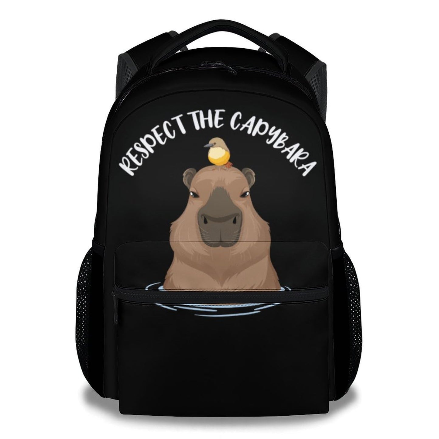 Mercuryelf Capybara Backpack for Boys Girls 16 Inch Black Backpacks for School Travel Cute Lightweight Bookbag for Kids