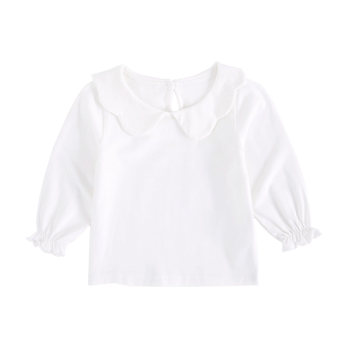 Baby Cotton Long Sleeve T-Shirt with Petal Collar