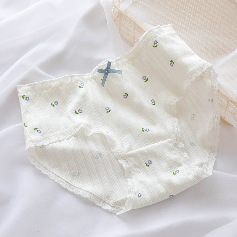 Floral Lace Hem Cotton Underwear