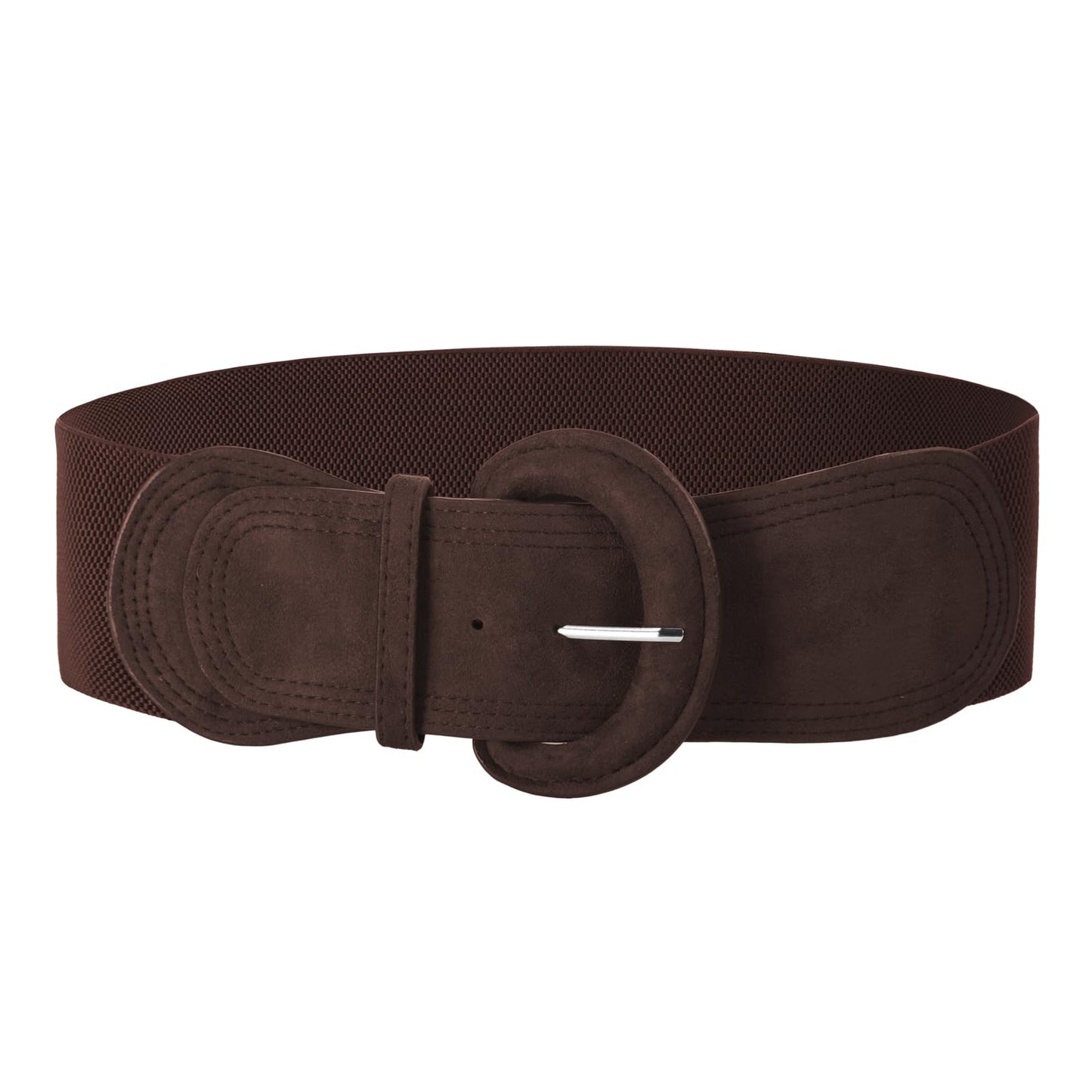 GRACE KARIN Dress Belt Women Wide Leather Belt for Ladies Thick Brown Belt Plus Size 3 Inch Elastic Belt 2XL