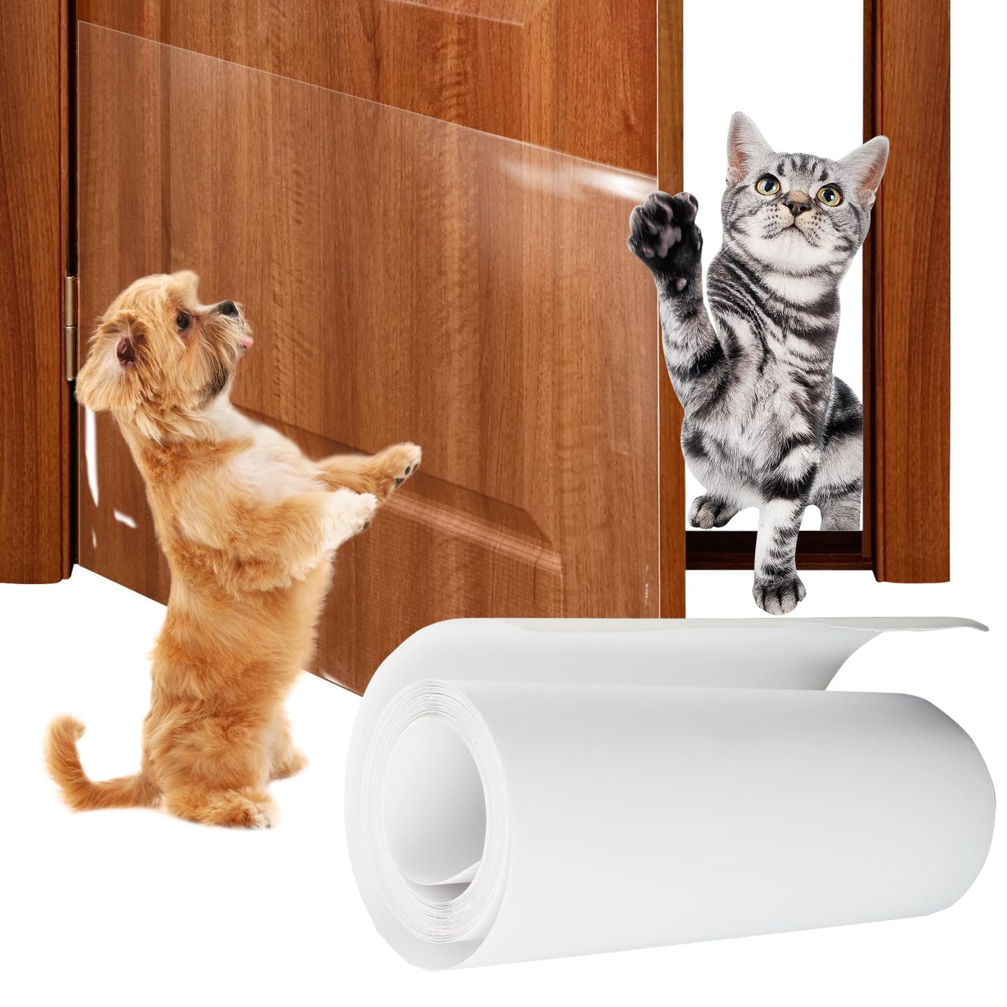 Door Protector from Dog Scratching Trimmable Cat Scratch Furniture Protector No Residue Anti Scratch Furniture Protector Transparent Window Sill Protector for Furniture Door Frame (8 * 118 in)