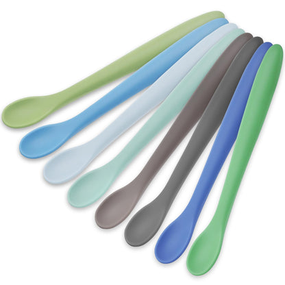 LOVEINUSA 8PCS Silicone Feeding Spoons Baby Spoons Silicone Baby Utensils Training Spoons Infant Spoons for First Stage Baby and Parents