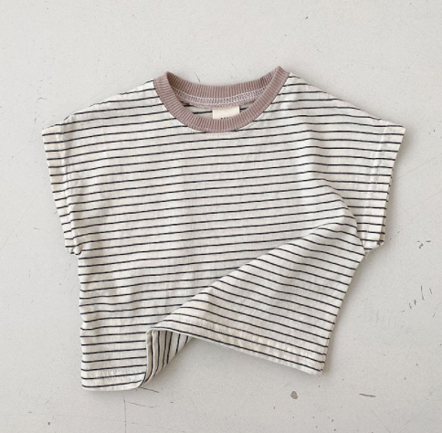 Korean Style Baby Casual Striped Short-Sleeve T-Shirt