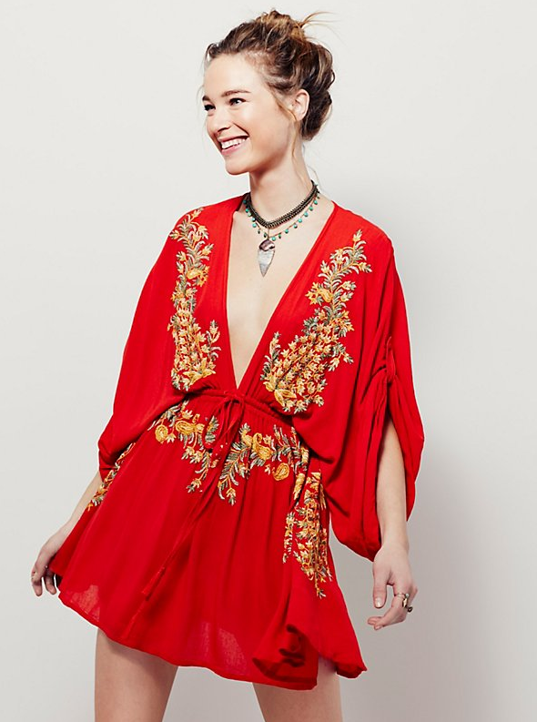Embroidered V-Neck Dress