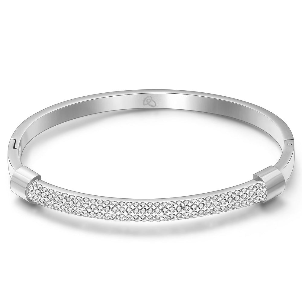 18K Electroplated Titanium Steel Bracelet with Diamonds
