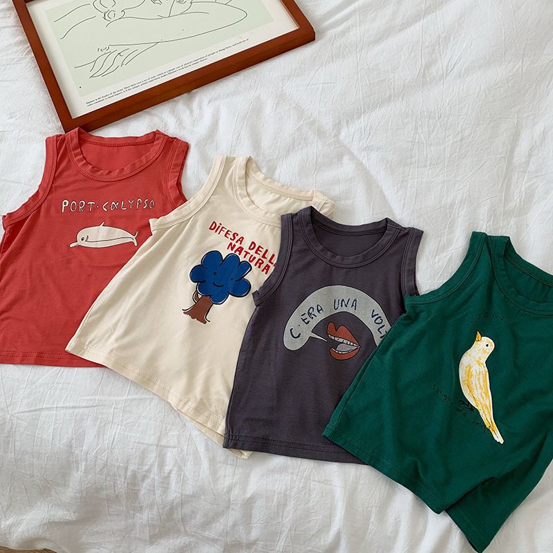 Cartoon Sleeveless T-Shirts for Kids and Toddlers