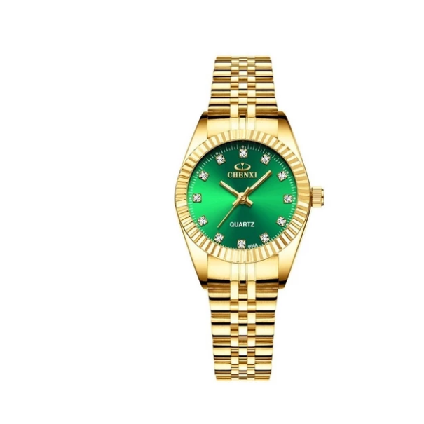 Classic Stainless Steel Quartz Watch with Diamonds